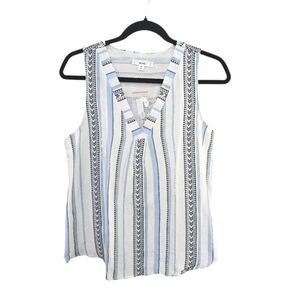 mine Blue and White Striped V‑Neck Tank Top